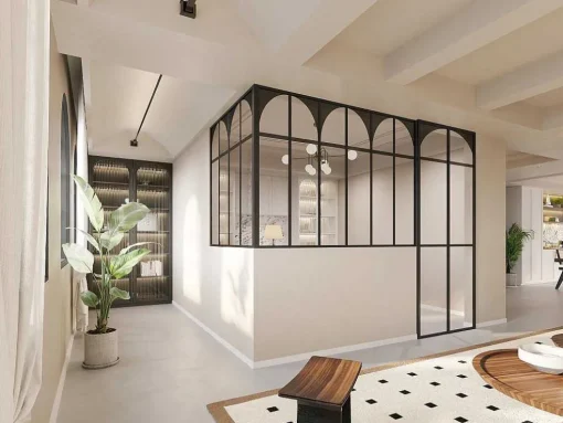 Divisória De Canto De Atelier Art Deco Aluminio Termolacado C180 X L120 X A130 Cm Preto - Arcadea