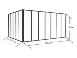 Divisória De Canto De Atelier Em Aluminio Termolacado C210 X L150 X A105 Cm Preto - Bayview
