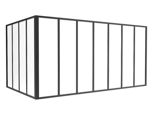 Divisória De Canto De Atelier Em Aluminio Termolacado C210 X L120 X A105 Cm Preto - Bayview