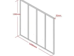 Divisória De Canto De Atelier Em Aluminio Termolacado C120 X L60 X A130 Cm Preto - Bayview