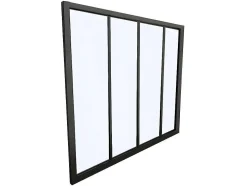 Divisória De Vidro Em Aluminio Termolacado Preto - 120X105 Cm - Bayview