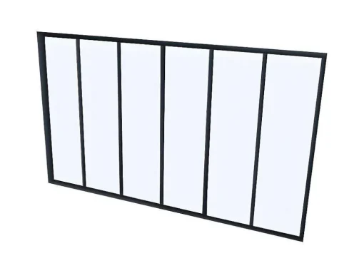 Divisória De Vidro Em Aluminio Termolacado Preto - 180X105 Cm - Bayview