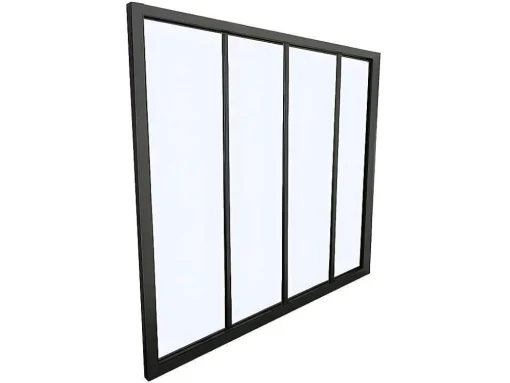 Divisória De Vidro Em Aluminio Termolacado Preto - 120X105 Cm - Bayview