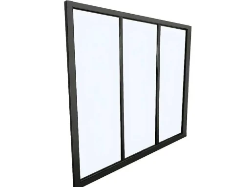 Divisória De Vidro Em Aluminio Termolacado Preto - 90X105 Cm - Bayview