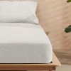 Drap Housse 100% Coton 1 Piece Beige A Triangles 160X200