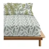 Drap Housse 100% Coton 1 Piece Blanc A Motifs Vegetaux 105X200