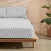 Drap Housse 100% Coton 1 Piece Gris A Losanges 90X200
