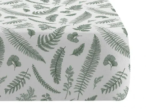 Drap Housse 100% Coton 1 Piece Blanc A Motifs Vegetaux 105X200