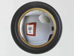 Espelho - Madeira De Eucalipto - D.66 Cm - Preto E Dourado Efeito Latao - Franklin
