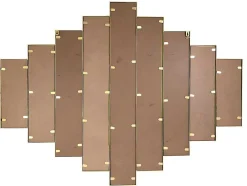 Espelho Art Deco Simetrico Em Metal De C. 90 X A. 120 Cm Cor Dourado - Galice