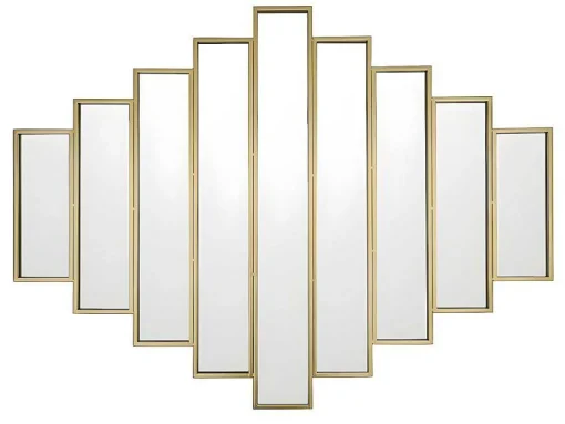 Espelho Art Deco Simetrico Em Metal De C. 90 X A. 120 Cm Cor Dourado - Galice