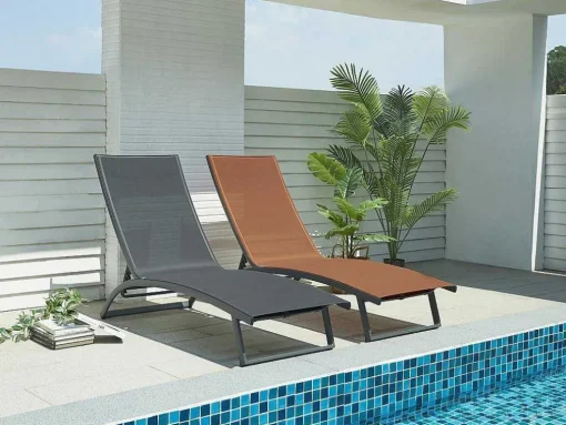 Espreguiçadeira Com Varias Posicoes Aluminio E Têxtileno Terracota - Saranda De Mylia
