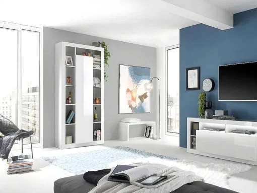 Estante Com 1 Porta E 11 Nichos Lacada A Branco - Balka