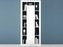 Estante Com 1 Porta E 11 Nichos Lacada A Branco - Balka