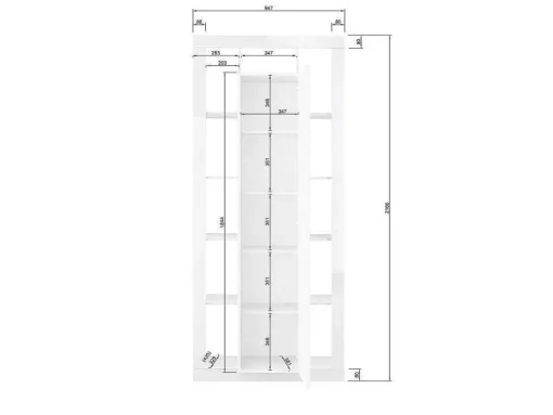 Estante Com 1 Porta E 11 Nichos Lacada A Branco - Balka