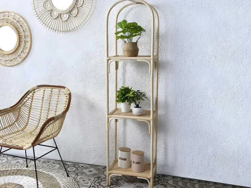 Estante Com 3 Prateleiras Em Rotim Cor Natural - Maiori