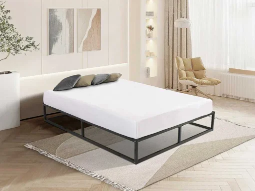 Estrado Com Estrutura De Ripas Em Metal 140X190 Cm, 2X19 Ripas Preto - Rammus Da Ysmee