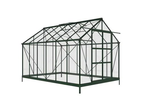 Estufa De Jardim Em Vidro Temperado 4 Mm Verde Kit De Ancoragem 9 M - Oteria
