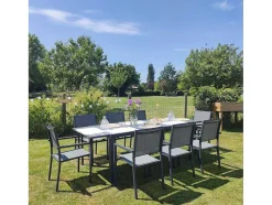 Firenze Conjunto De Moveis De Jardim Extensiveis Em Cinzento Têxtileno 8 Lugares - Antracite De Aluminio