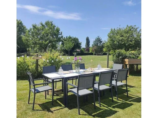 Firenze Conjunto De Moveis De Jardim Extensiveis Em Cinzento Têxtileno 8 Lugares - Antracite De Aluminio