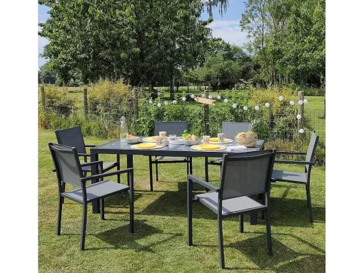 Firenze Conjunto De Moveis De Jardim Extensiveis Em Cinzento Têxtileno 8 Lugares - Antracite De Aluminio
