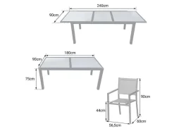 Firenze Conjunto De Moveis De Jardim Extensiveis Em Cinzento Têxtileno 8 Lugares - Antracite De Aluminio