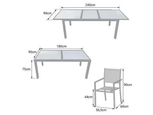 Firenze Conjunto De Moveis De Jardim Extensiveis Em Cinzento Têxtileno 8 Lugares - Antracite De Aluminio
