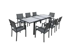 Firenze Conjunto De Moveis De Jardim Extensiveis Em Cinzento Têxtileno 8 Lugares - Antracite De Aluminio