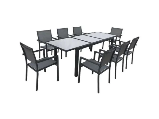 Firenze Conjunto De Moveis De Jardim Extensiveis Em Cinzento Têxtileno 8 Lugares - Antracite De Aluminio