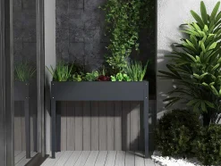 Floreira Com Pernas Em Aco Cinza De C100 X L30 X A80 Cm - Ygos