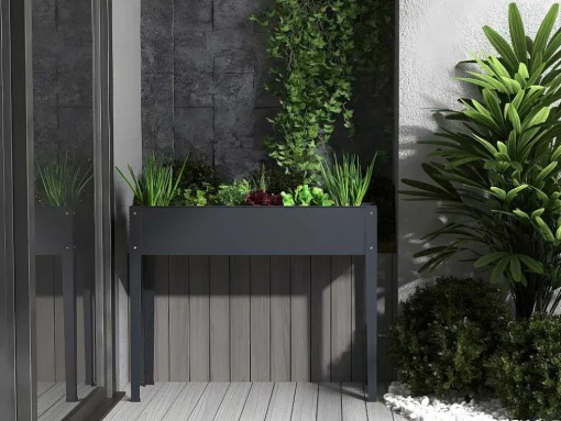 Floreira Com Pernas Em Aco Cinza De C100 X L30 X A80 Cm - Ygos