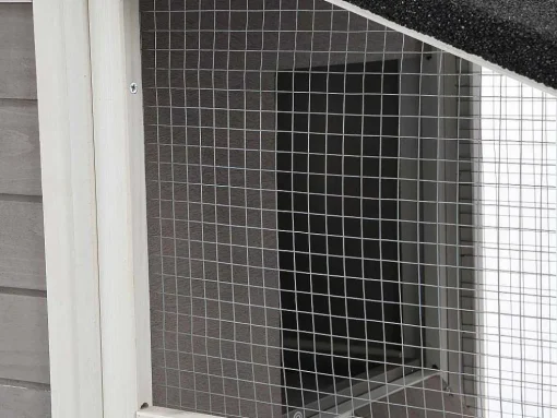 Galinheiro De Madeira Com Cercado, Para 4 Galinhas, C173 X L64 X A108 Cm Branco E Cinza - Levas