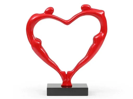 Grande Estátua Coracao Em Resina L49 X A55 Cm, Vermelho - Lovina