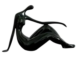 Grande Estátua Madeleine Ii Em Resina - Comp.36 X Alt.22 Cm - Preto