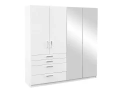 Guarda-Roupa 4 Portas E 4 Gavetas Com Espelho C200 Cm Branco - Nidawo