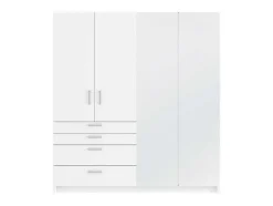 Guarda-Roupa 4 Portas E 4 Gavetas Com Espelho C200 Cm Branco - Nidawo