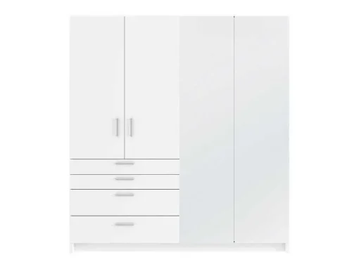 Guarda-Roupa 4 Portas E 4 Gavetas Com Espelho C200 Cm Branco - Nidawo