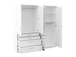 Guarda-Roupa 4 Portas E 4 Gavetas Com Espelho C200 Cm Branco - Nidawo