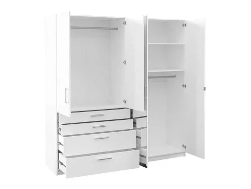 Guarda-Roupa 4 Portas E 4 Gavetas Com Espelho C200 Cm Branco - Nidawo