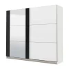 Guarda-Roupa Com 2 Portas De Correr E Com Espelho De C.217 Cm Cor Branco E Preto - Sutera