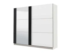 Guarda-Roupa Com 2 Portas De Correr E Com Espelho De C.217 Cm Cor Branco E Preto - Sutera