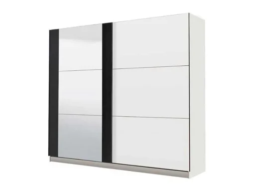 Guarda-Roupa Com 2 Portas De Correr E Com Espelho De C.217 Cm Cor Branco E Preto - Sutera