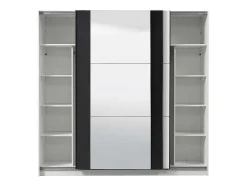 Guarda-Roupa Com 2 Portas De Correr E Com Espelho De C.217 Cm Cor Branco E Preto - Sutera