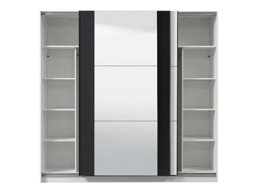 Guarda-Roupa Com 2 Portas De Correr E Com Espelho De C.217 Cm Cor Branco E Preto - Sutera
