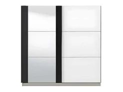 Guarda-Roupa Com 2 Portas De Correr E Com Espelho De C.217 Cm Cor Branco E Preto - Sutera