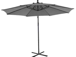 Guarda-Sol Articulado Redondo Cinzento Em Aco Com Leds D. 2,93 M - Pocota