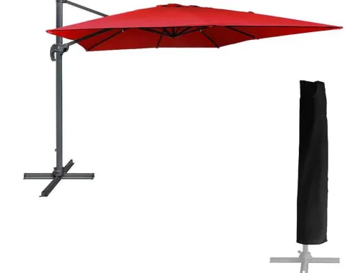 Guarda-Sol Quadrado Molokai 3X3M Vermelho + Cobertura