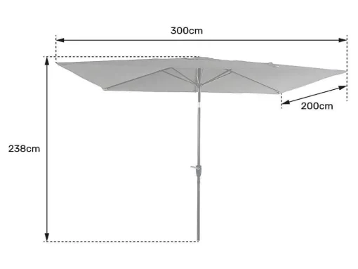 Hapuna Guarda-Chuva Rectangular Recto 2X3M Azul