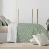 Housse De Couette 100% Coton 1 Piece Vert A Pois Blancs 155X240