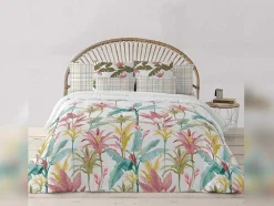 Housse De Couette 100% Coton 1 Piece Blanc A Fleurs Pastels 200X240